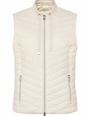 Rabe Cream Quilted Zip Vest with Stand Collar